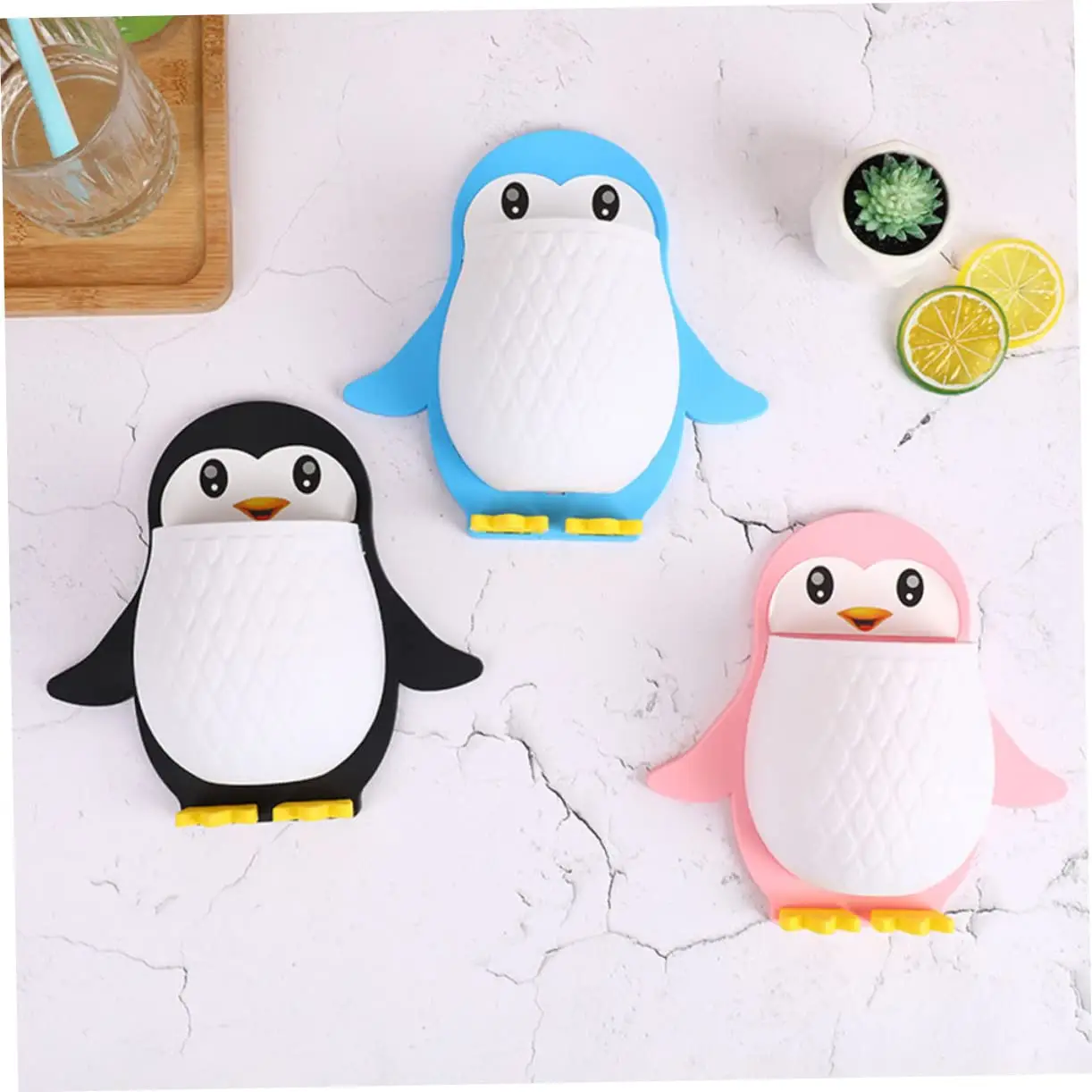 Multifunctional Wall Hanging Mount Shelf Penguin Design Toothbrush Holder (Radom Color) - Image 5
