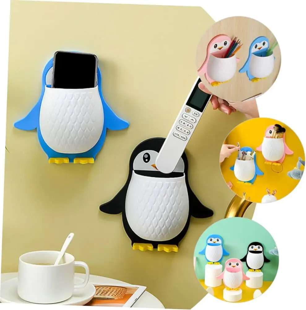Multifunctional Wall Hanging Mount Shelf Penguin Design Toothbrush Holder (Radom Color) - Image 6